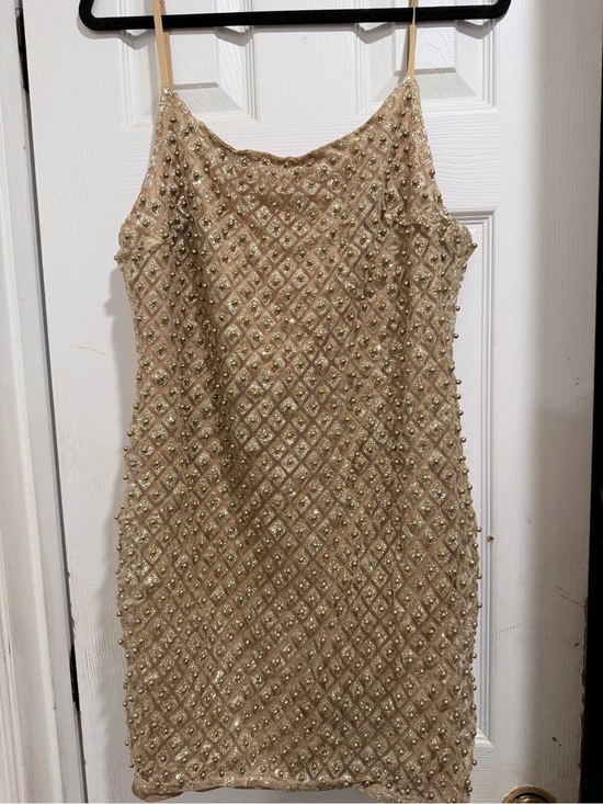 Dresses & Skirts - Beaded Gold Spaghetti Strap Dress